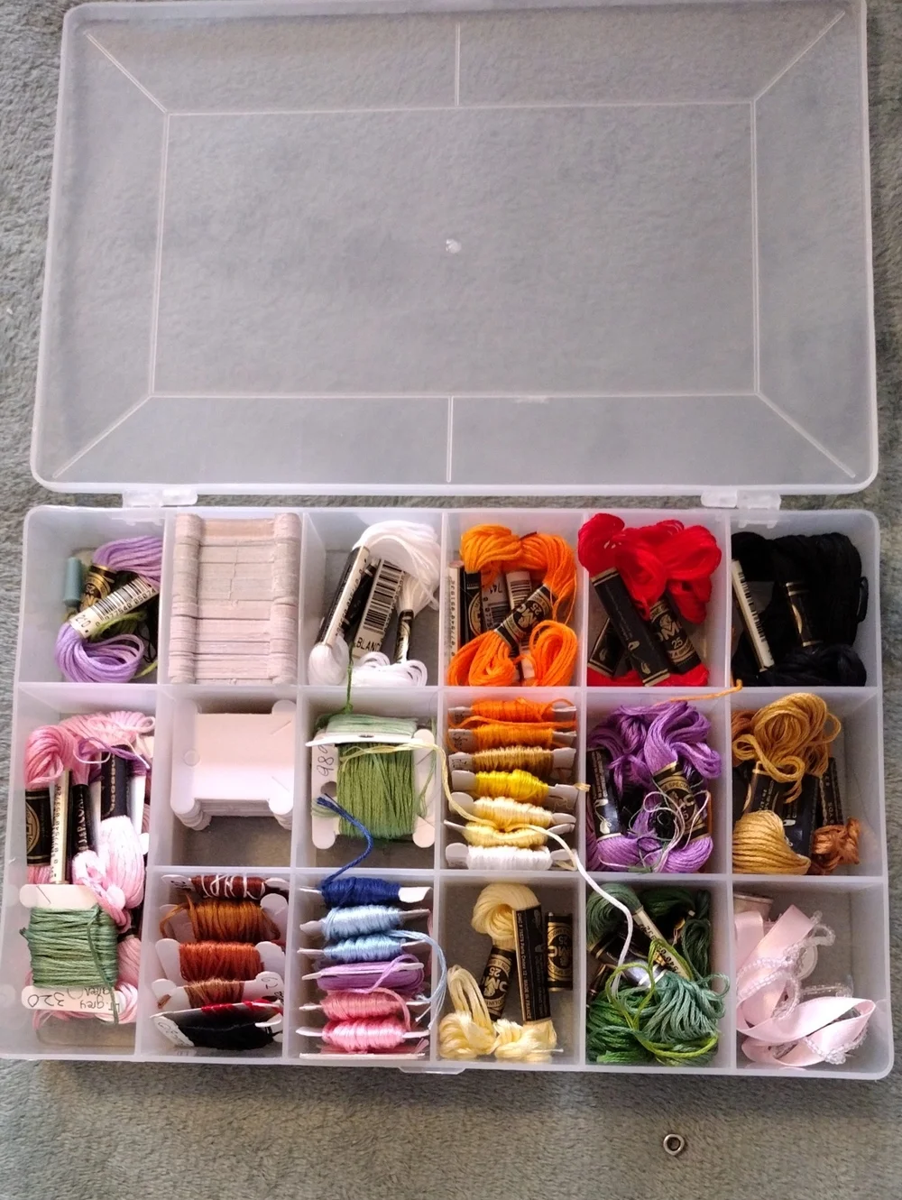 Assorted Embroidery Floss Organizer Box - Clear with Multicolor Threads